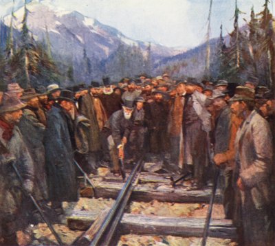 Craigellachie, driving the last spike of the Canadian Pacific Railway by English School