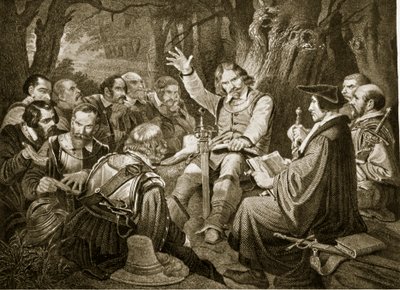 Cromwell before the Battle of Dunbar, 1650, illustration from Hutchinson
