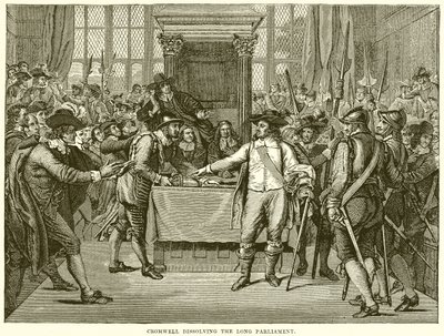 Cromwell dissolving the Long Parliament by English School