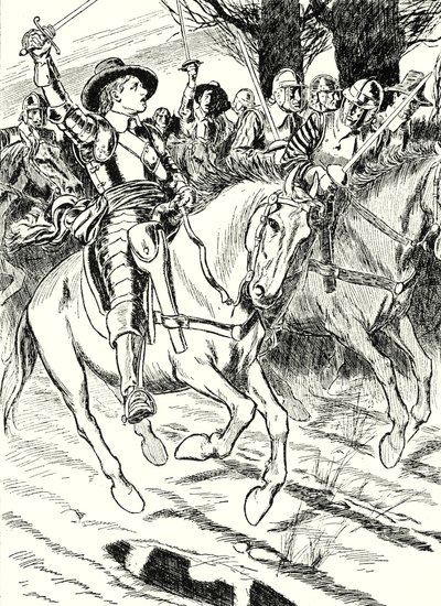 Cromwell Leads His Ironsides to Battle by English School