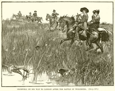 Cromwell on his Way to London after the Battle of Worcester by English School