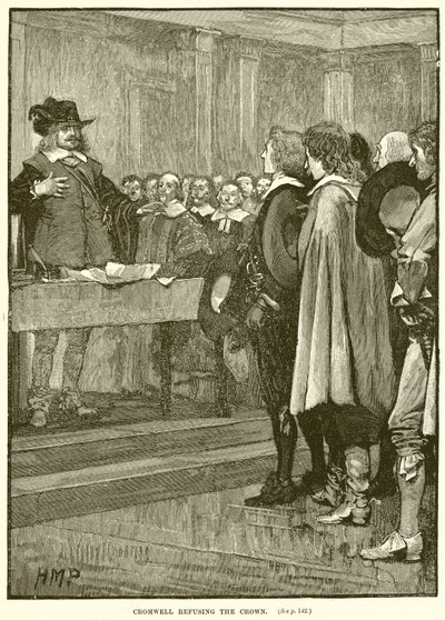 Cromwell refusing the Crown by English School