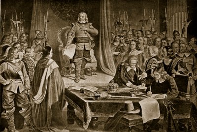 Cromwell refusing the crown, illustration from Hutchinson