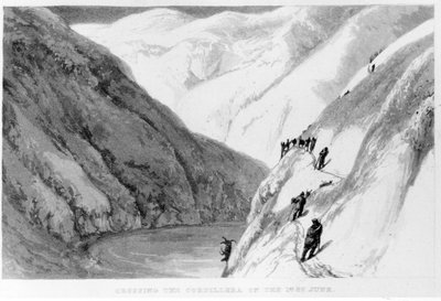 Crossing the Cordillera on 1st June, from Travels in South America by Alexander Caldcleugh, 1825 by English School