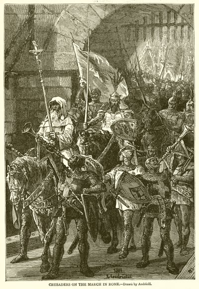 Crusaders on the March in Rome by English School