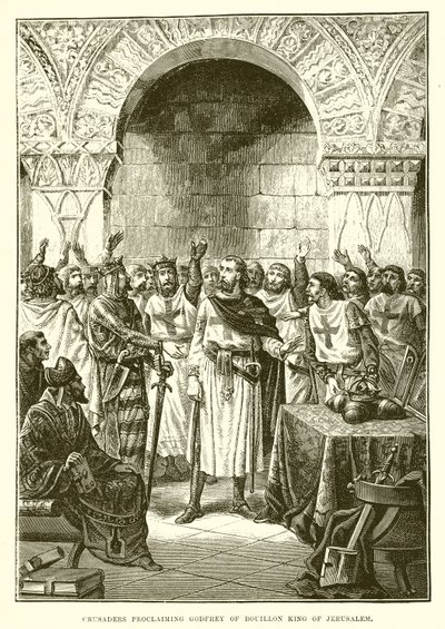 Crusaders Proclaiming Godfrey of Bouillon King of Jerusalem by English School