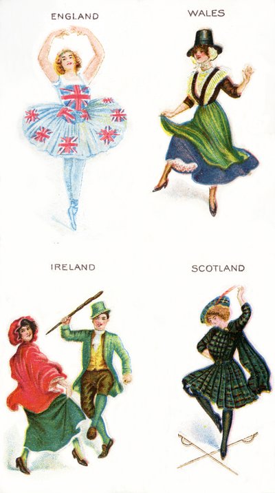 Dancers of the British Isles, cigarette cards, 1915 by English School