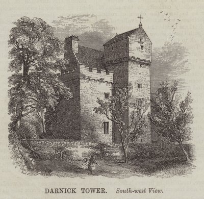 Darnick Tower, South-west View (engraving) by English School