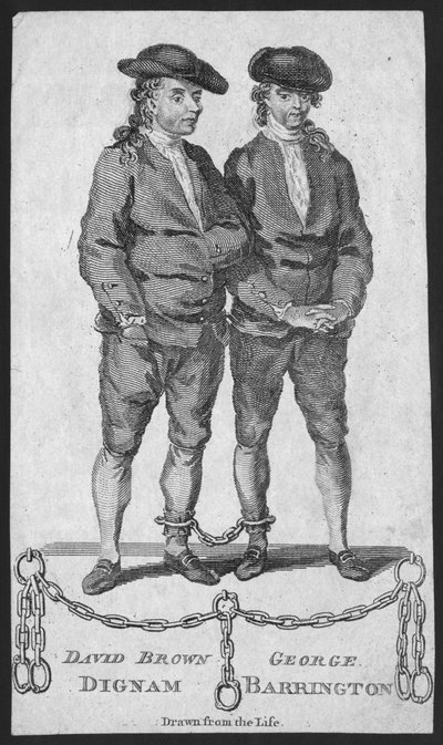 David Brown Dignam and George Barrington, illustration from the London Magazine, May 1777 by English School