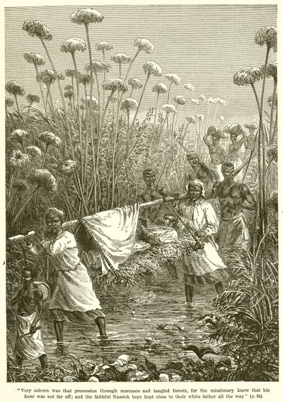 David Livingstone on a stretcher by English School