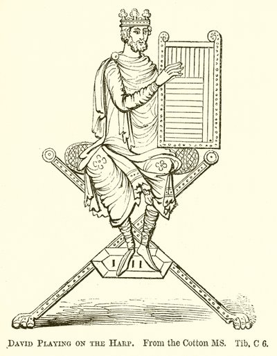 David Playing on the Harp by English School
