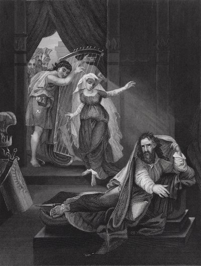David playing before Saul by English School