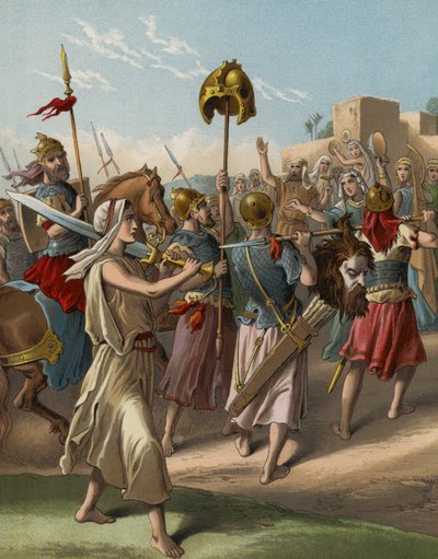 David Returning from the Slaughter of the Philistine by English School