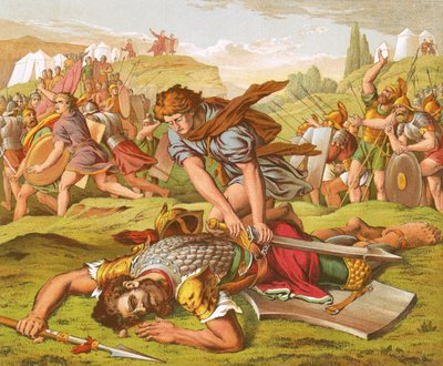David Slaying the Giant Goliath by English School