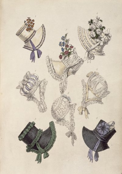 Day bonnets, fashion plate from Ackermann