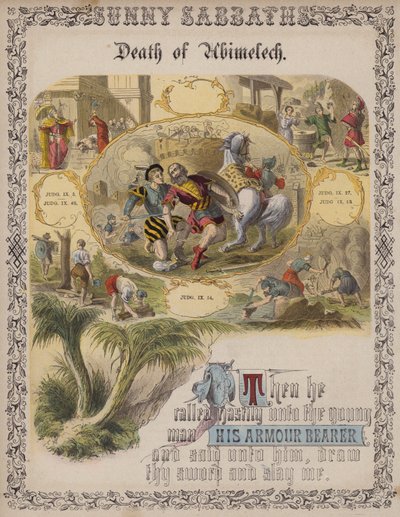 Death of Abimelech by English School