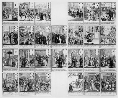 Deck of cards with scenes from the reign of Queen Anne by English School
