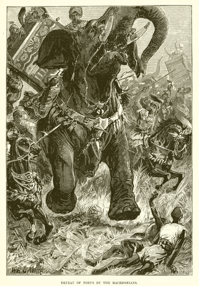 Defeat of Porus by the Macedonians by English School