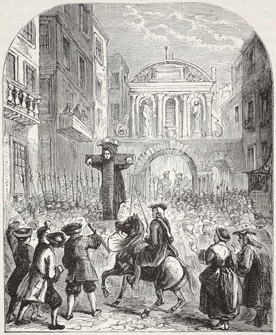 Defoe in the Pillory at Temple Bar by English School