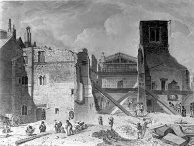 Demolition of the Savoy Palace, Westminster, London, 1820 by English School