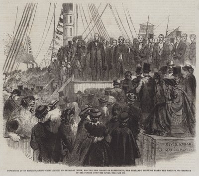 Departure of 800 Nonconformists from London, on Thursday Week, for the New Colony of Albertland, New Zealand, Scene on Board the Matilda Wattenbach on her Passage down the River by English School