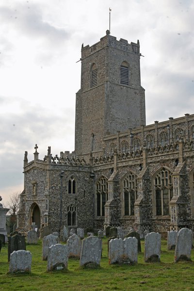 View of the church from the south by English School