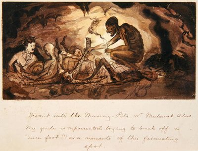 Descent into the Mummy-Pits, nr. Medeenet Aboo, c.1880 by English School