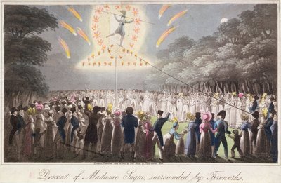 Descent of Madame Saqui, Surrounded by Fireworks by English School