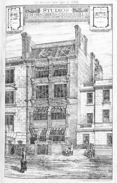 Design for Studios at Bedford Gardens, Campden Hill, London, from 