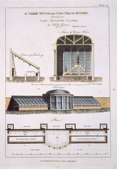 Design for a Green House and two Peach Houses, 1806 by English School