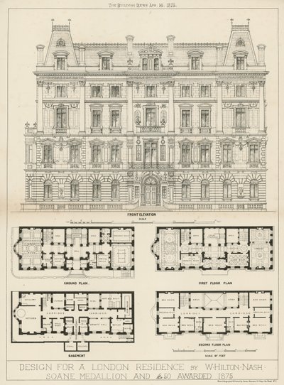 Design for a London Residence by W Hilton Nash by English School