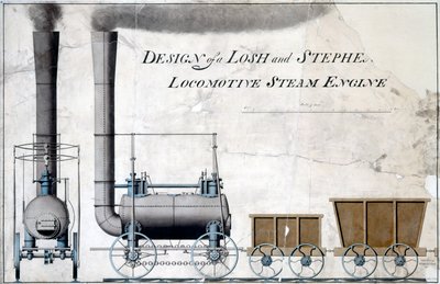 Design of a Losh and Stephenson Locomotive Steam Engine, c.1826 by English School