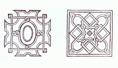 Designs for a knot garden, from The Country Housewifes Garden, by William Lawson, published 1638 by English School