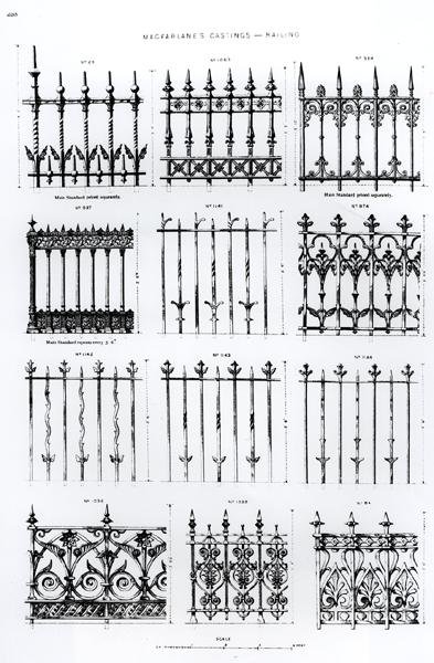 Designs for cast-iron railings, from 