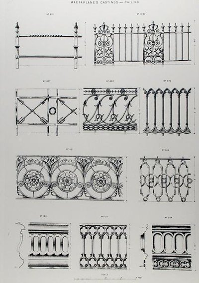 Designs for cast-iron railings, from 