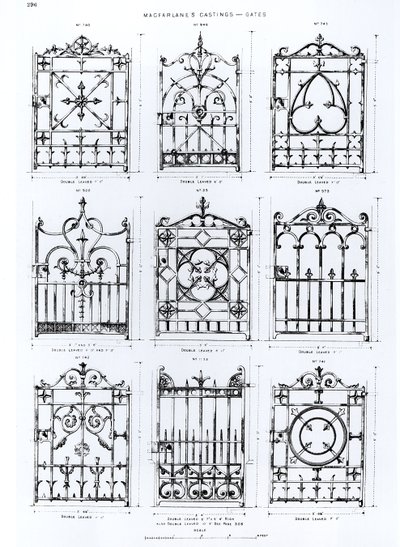 Designs for cast-iron railings, from Macfarlanes Castings by English School