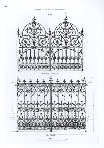 Designs for cast-iron railings, from Macfarlanes Castings by English School