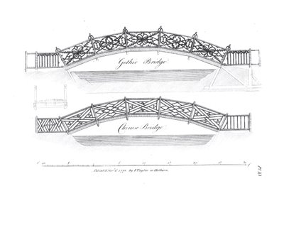 Designs for garden bridges, published 1773 by English School