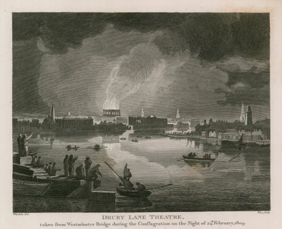 Destruction of Drury Lane Theatre, 24 February 1809 by English School