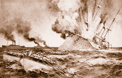 Destruction of the Dresden off Fernandez on March 14th 1915, 1914-19 by English School