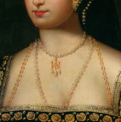 Detail from a portrait of Anne Boleyn (1504-36) by English School