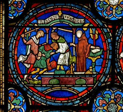 Detail from the Miracle Window depicting Mad Henry of Fordwich by English School