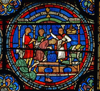 Detail from the Miracle Window depicting Robert of Cricklade by English School