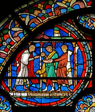 Detail from the Miracle Window depicting pilgrims being healed at St. Thomas
