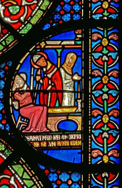 Detail from the Miracle Window depicting the healing of Godbold of Boxley