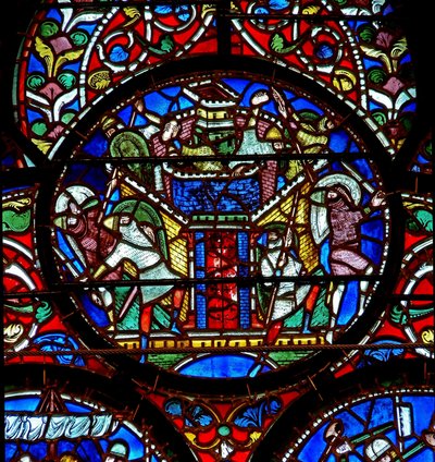 Detail from the St. Alphege window depicting the siege of Canterbury by English School