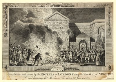 Devastations Occasioned by the Rioters of London Firing of the New Gaol of Newgate and Burning Mr Akerman