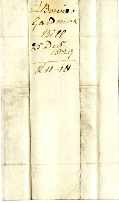 Devonshire MSS AS 3101, folio from a bundle of bills settled by Pinder Simpson for Lord George Cavendish, including Alexander Bowie