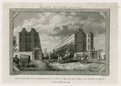 Devonshire Place and Wimpole Street from the New Road, St Marylebone by English School