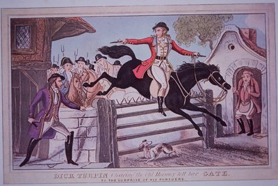 Dick Turpin Jumping Hornsey Toll Bar Gate on His Horse Black Bess by English School